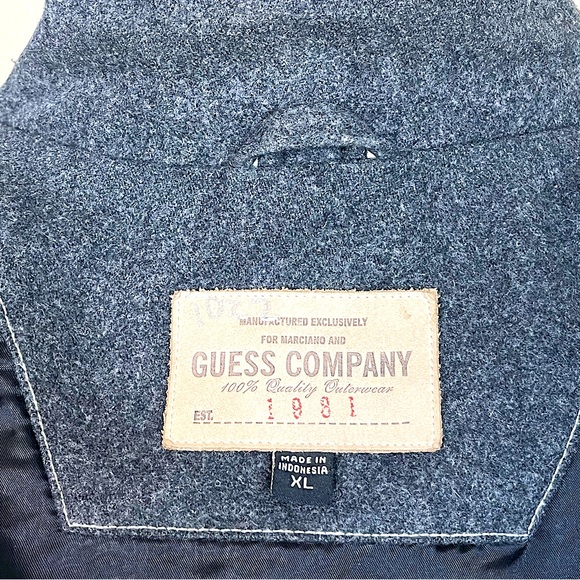 GUESS Men’s Flight Jacket Inspired Wool Blend Jacket Gray Size XL Minimalist - Picture 8 of 8